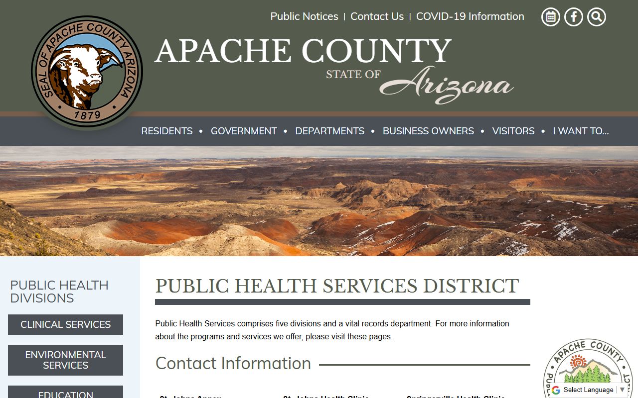 Apache County Public Health Services vital records information